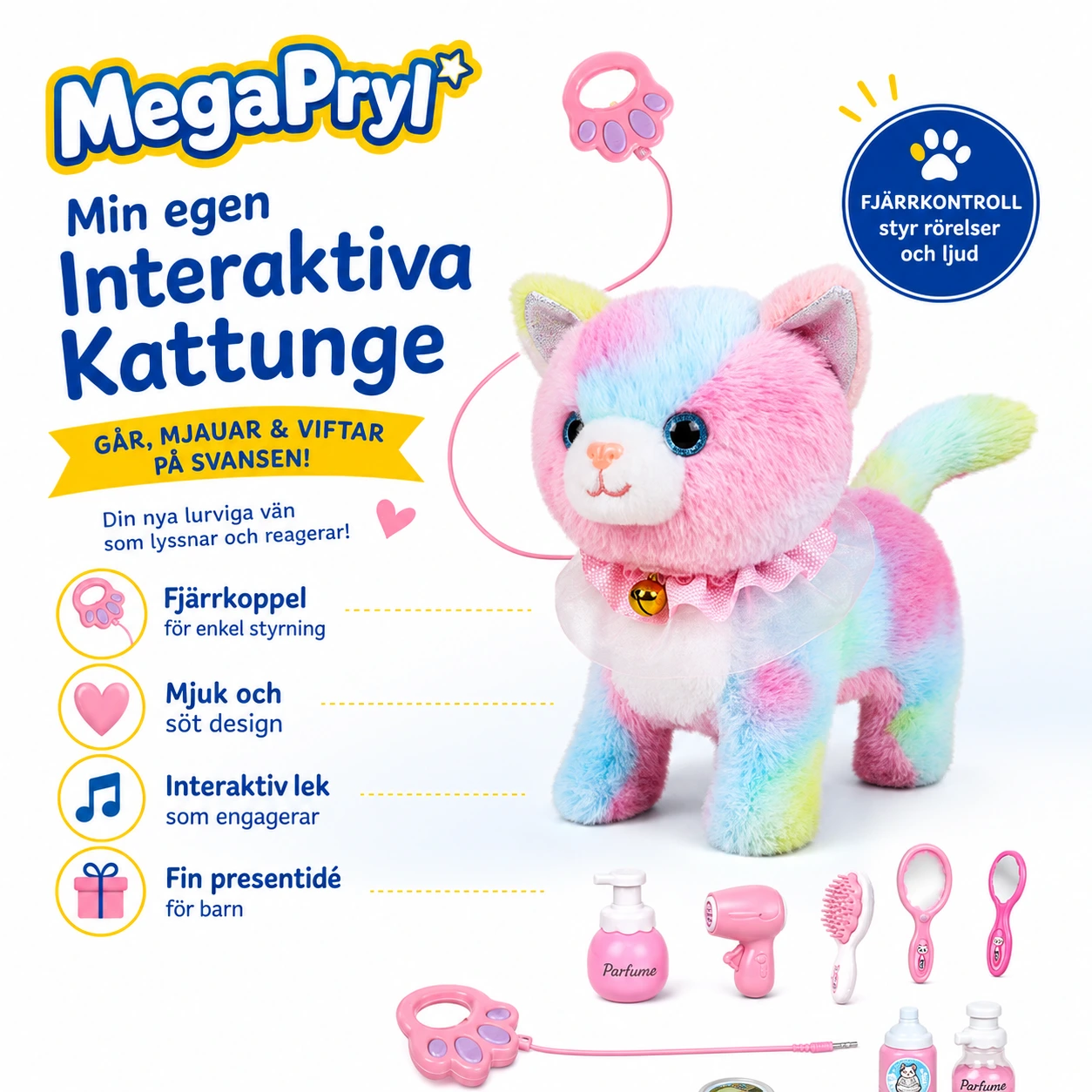 Interaktiv leksakskatt med fjärrkoppel