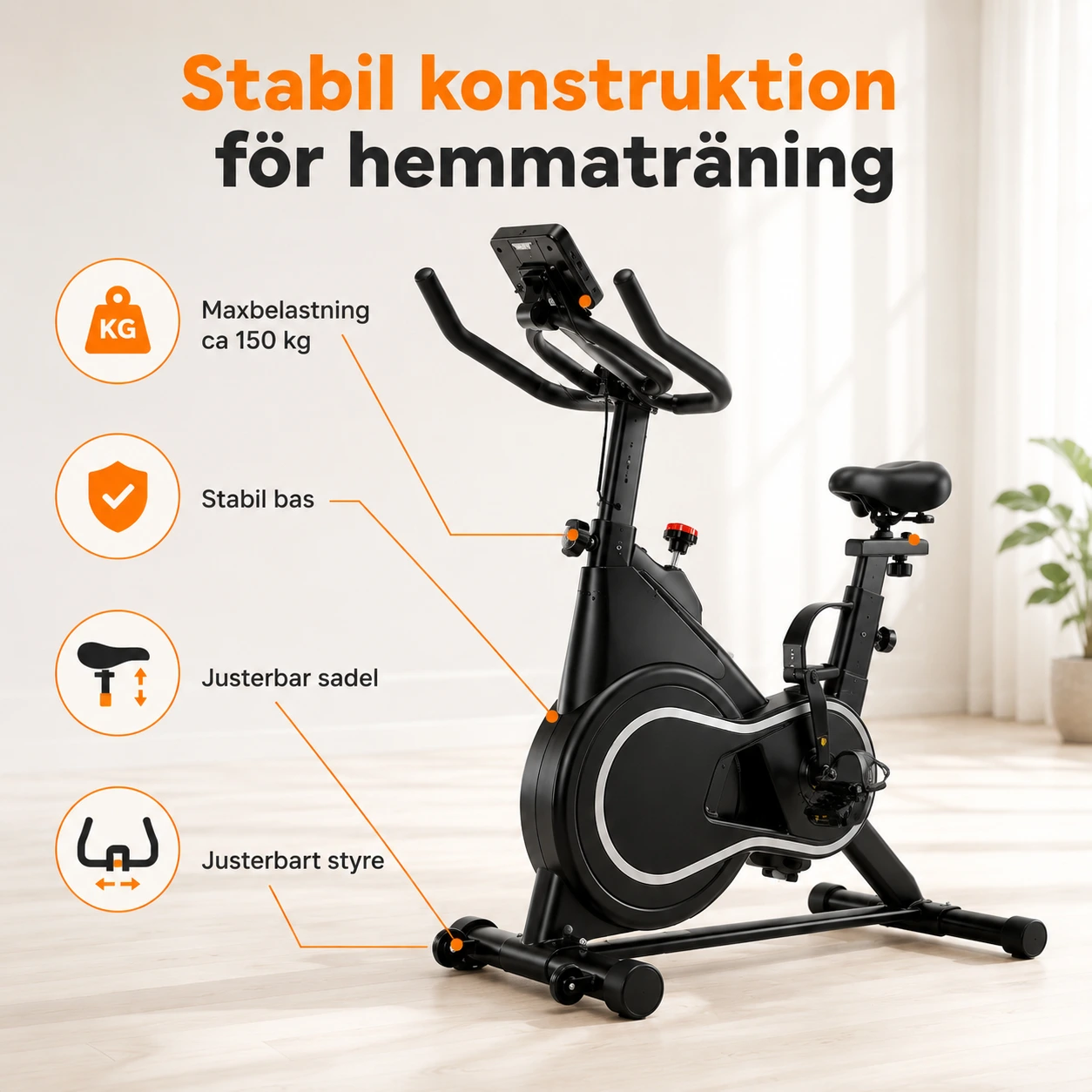 Spinningcykel med LCD-display och Pulssensor