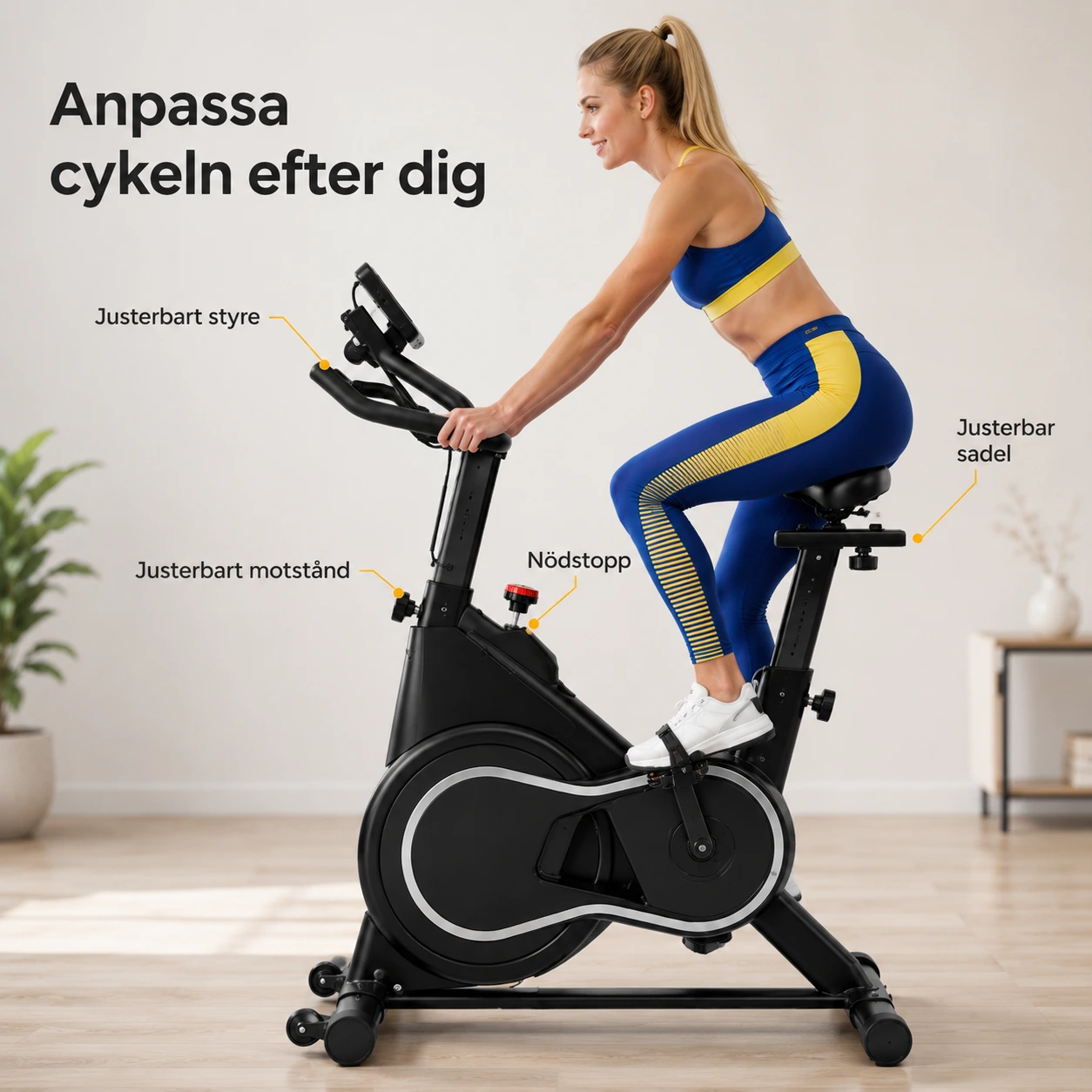Spinningcykel med LCD-display och Pulssensor
