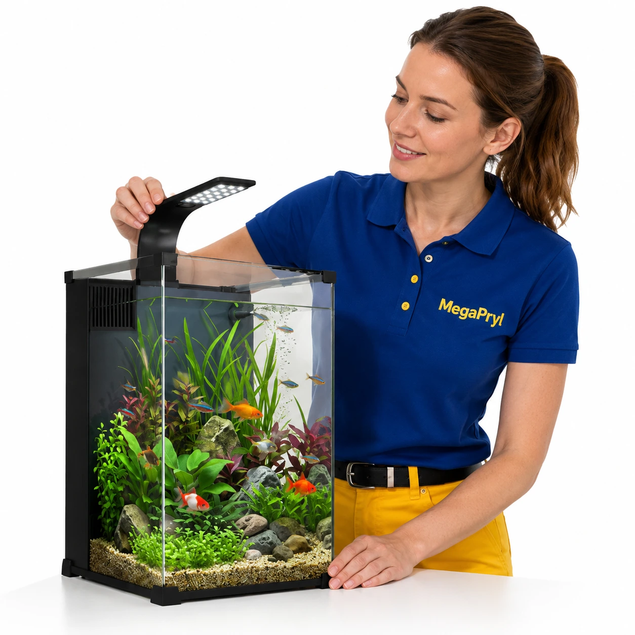 Nanoakvarium med inbyggt filter och LED-belysning