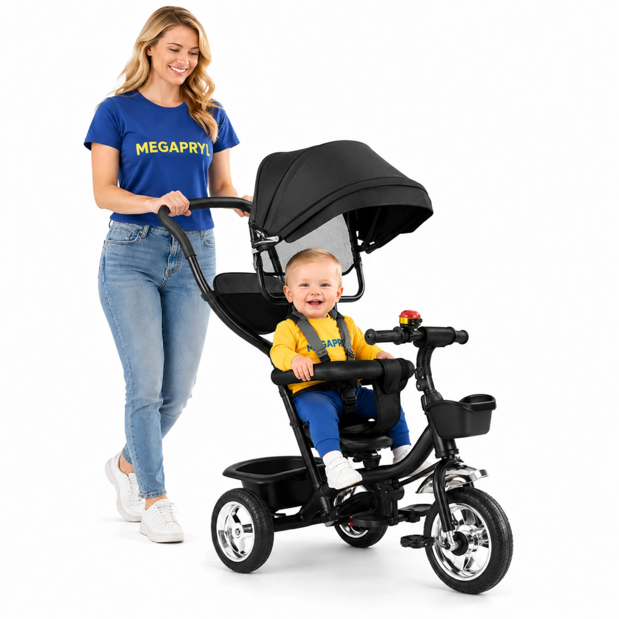 Barncykel 6-i-1 – Hopfällbar & Justerbar Trike med Handtag