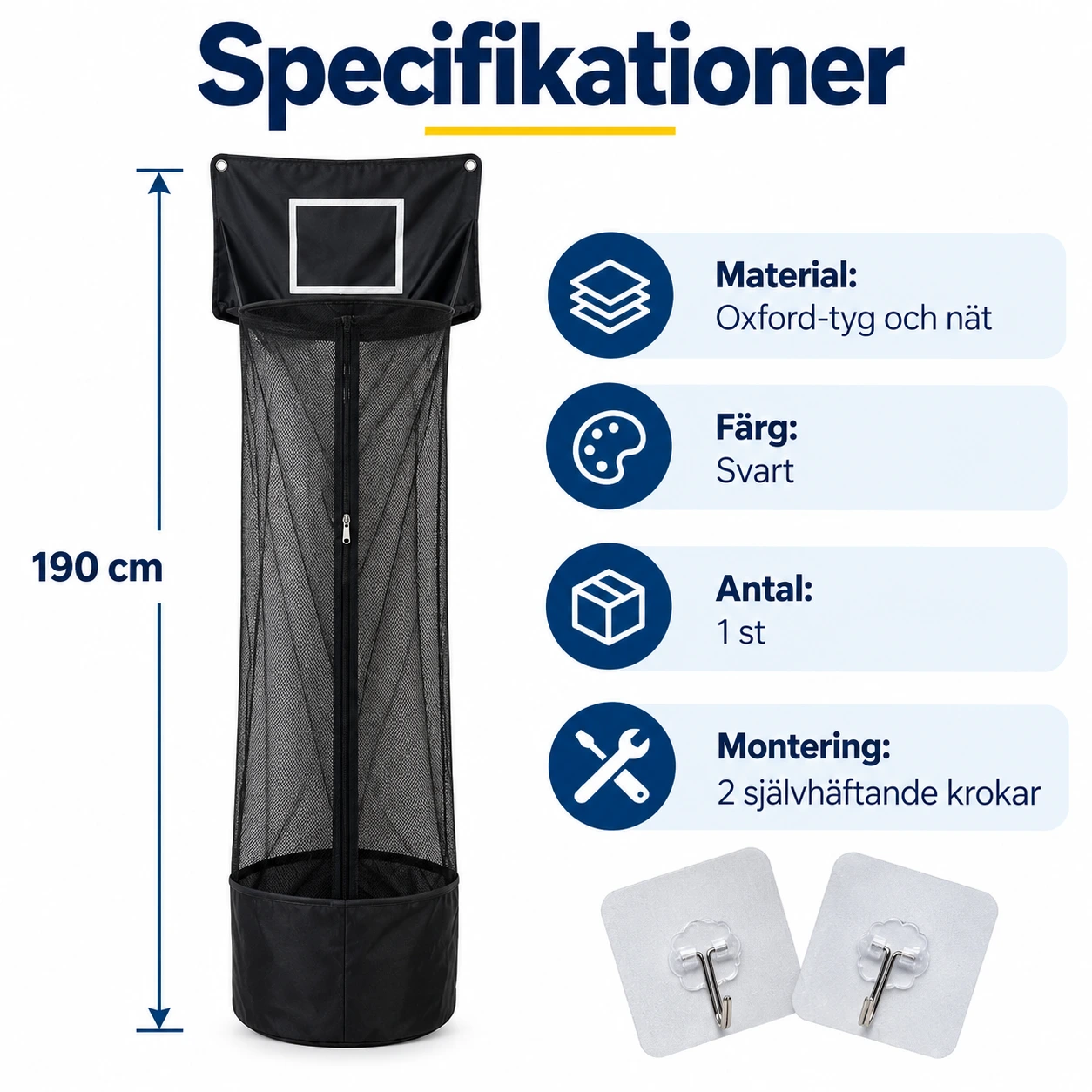 Hängande tvättkorg för dörr med basketkorg