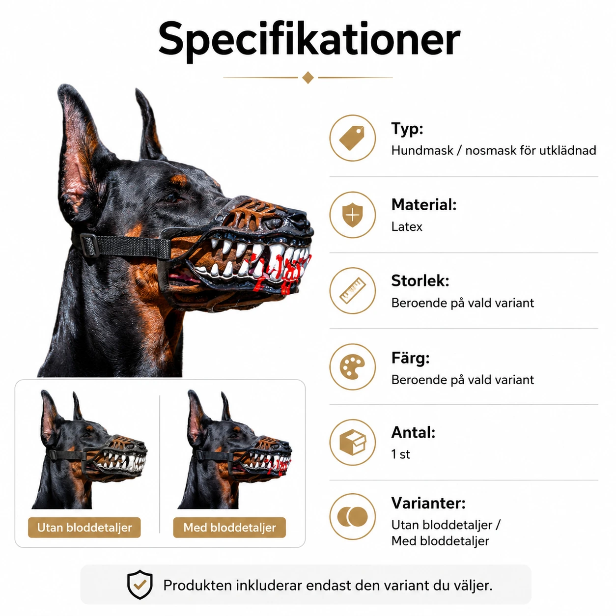Hundmask för Halloween och maskerad