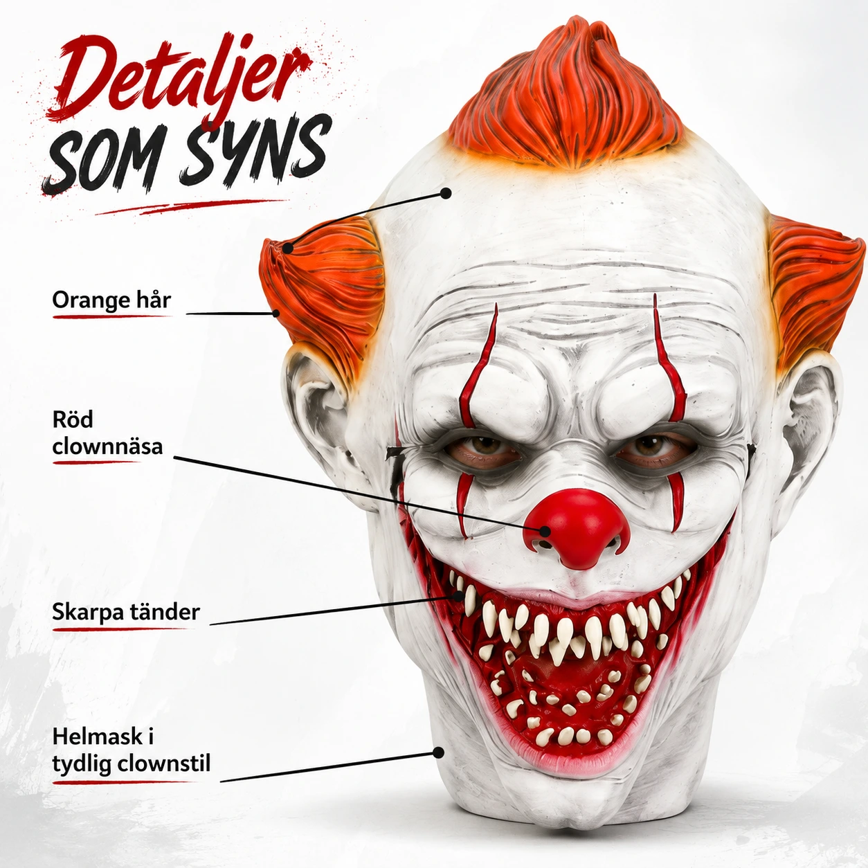 Clownmask för halloween och maskerad