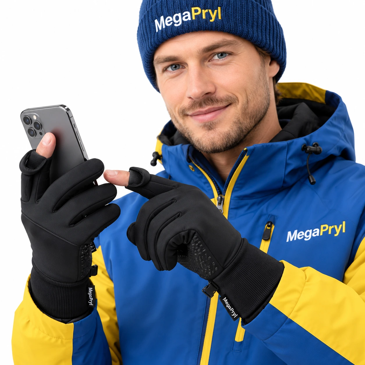 Vinterhandskar med vikbara fingertoppar och touchfunktion