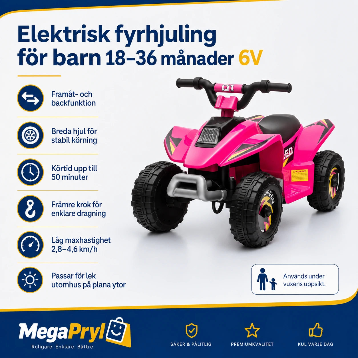 Elektrisk fyrhjuling för barn 18–36 månader 6V