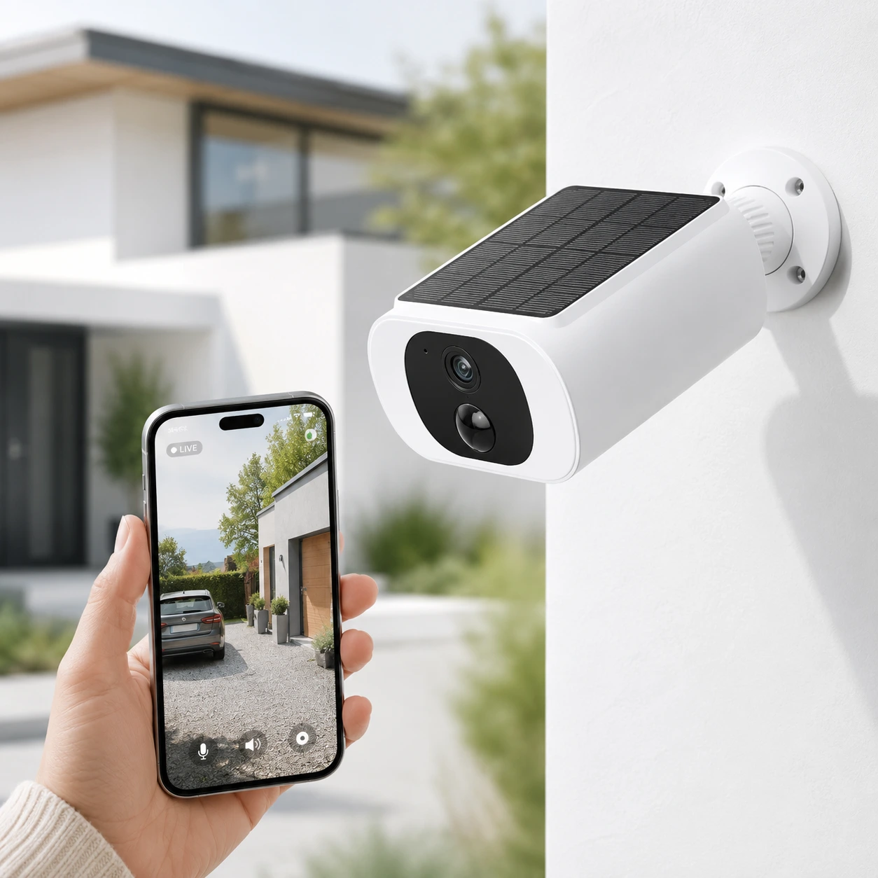 Solcellskamera WiFi 3MP/5MP med PIR, Siren och IP66