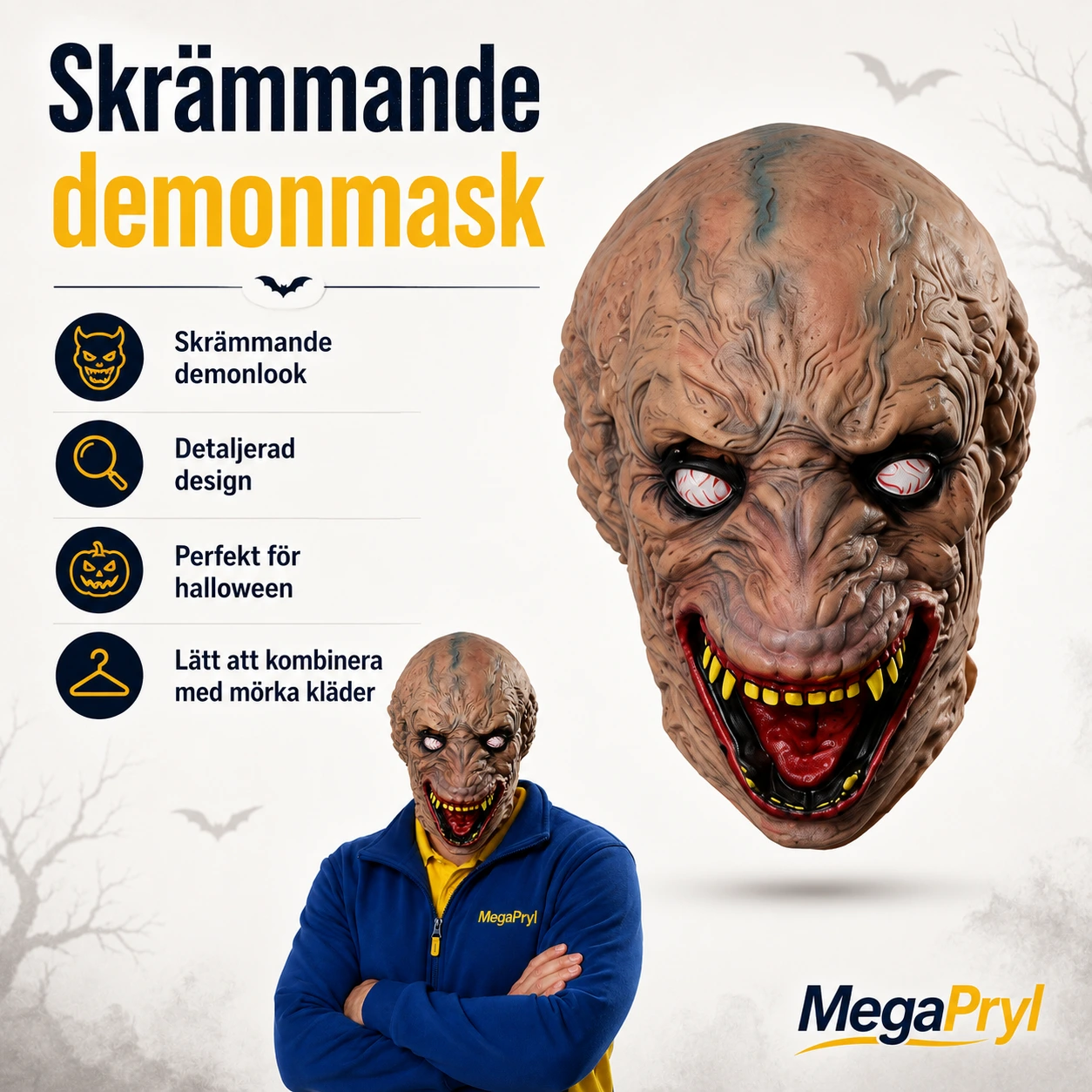 Demonmask för halloween och cosplay