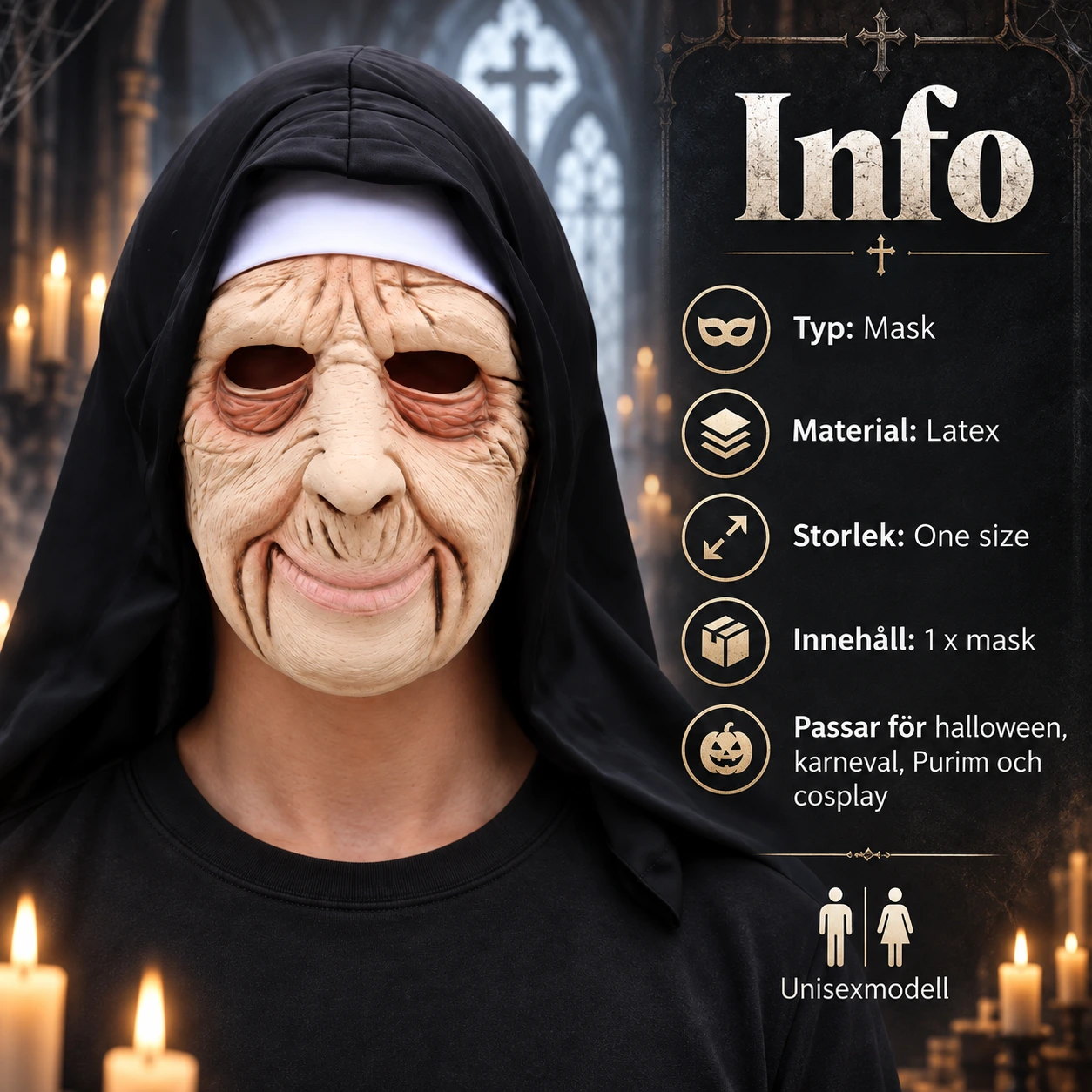 Mask unisex nunna i latex