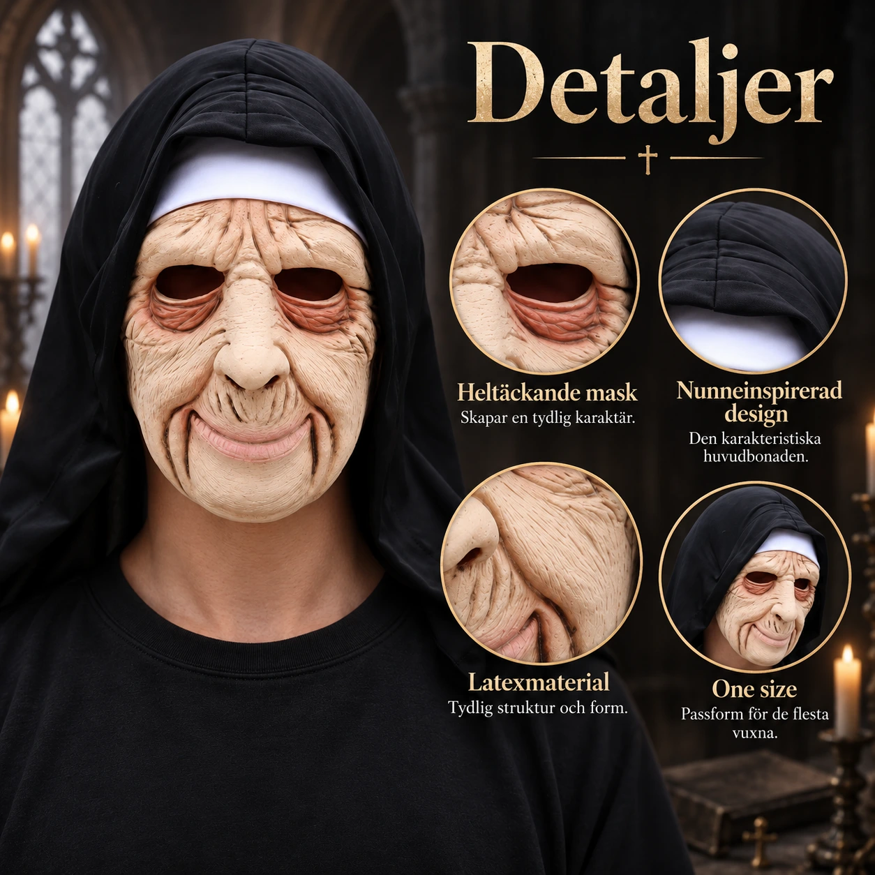 Mask unisex nunna i latex