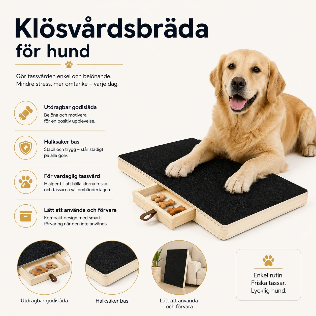 Klösvårdsbräda för hund med utdragbar godislåda