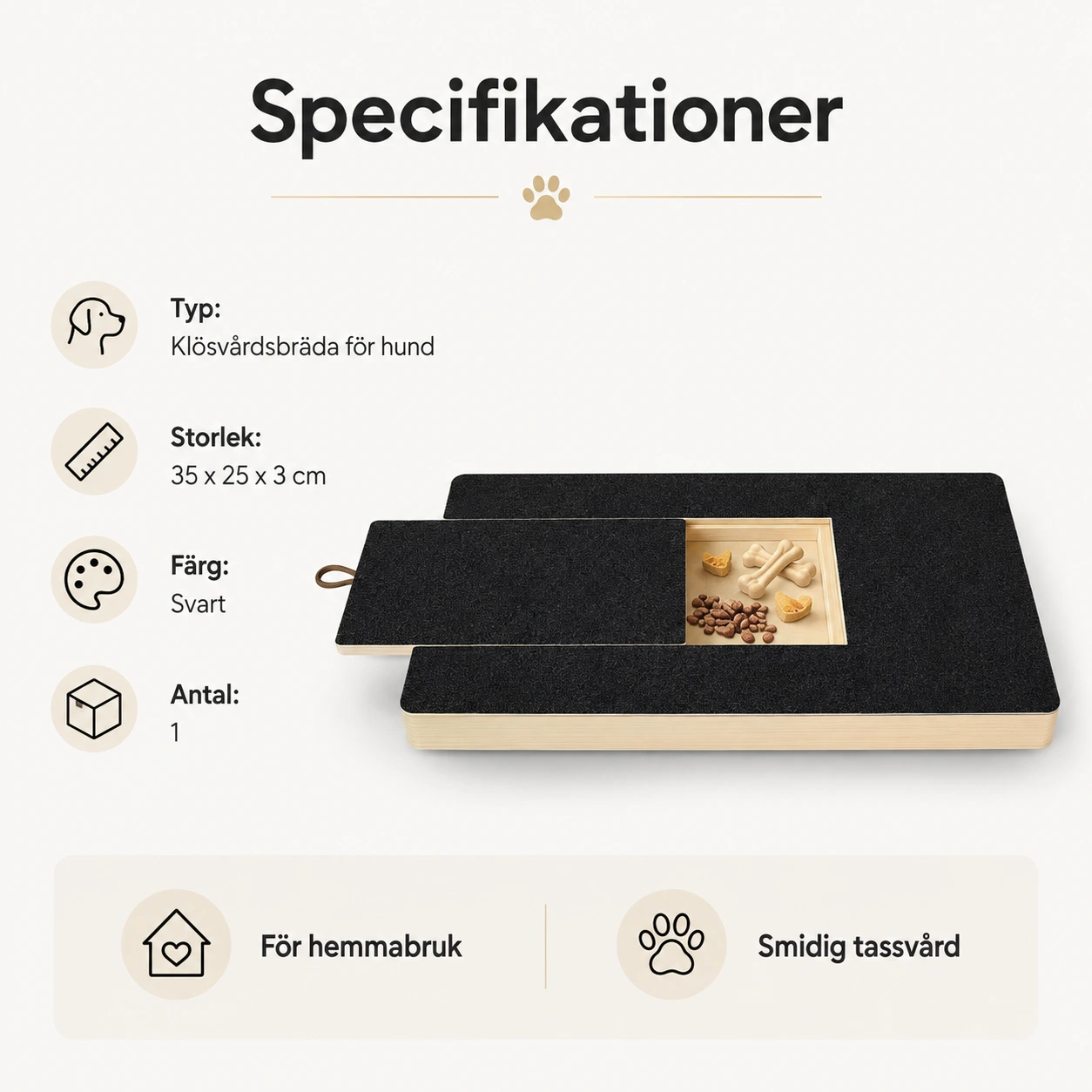 Klösvårdsbräda för hund med utdragbar godislåda