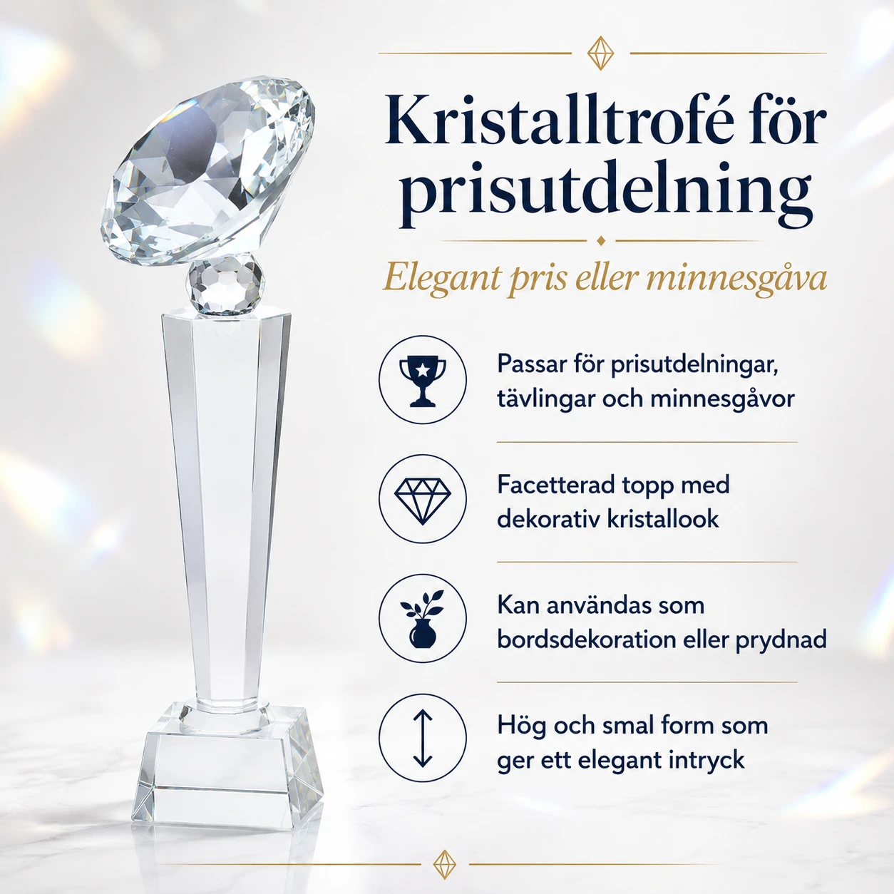 Kristalltrofé för prisutdelning i bergkristall