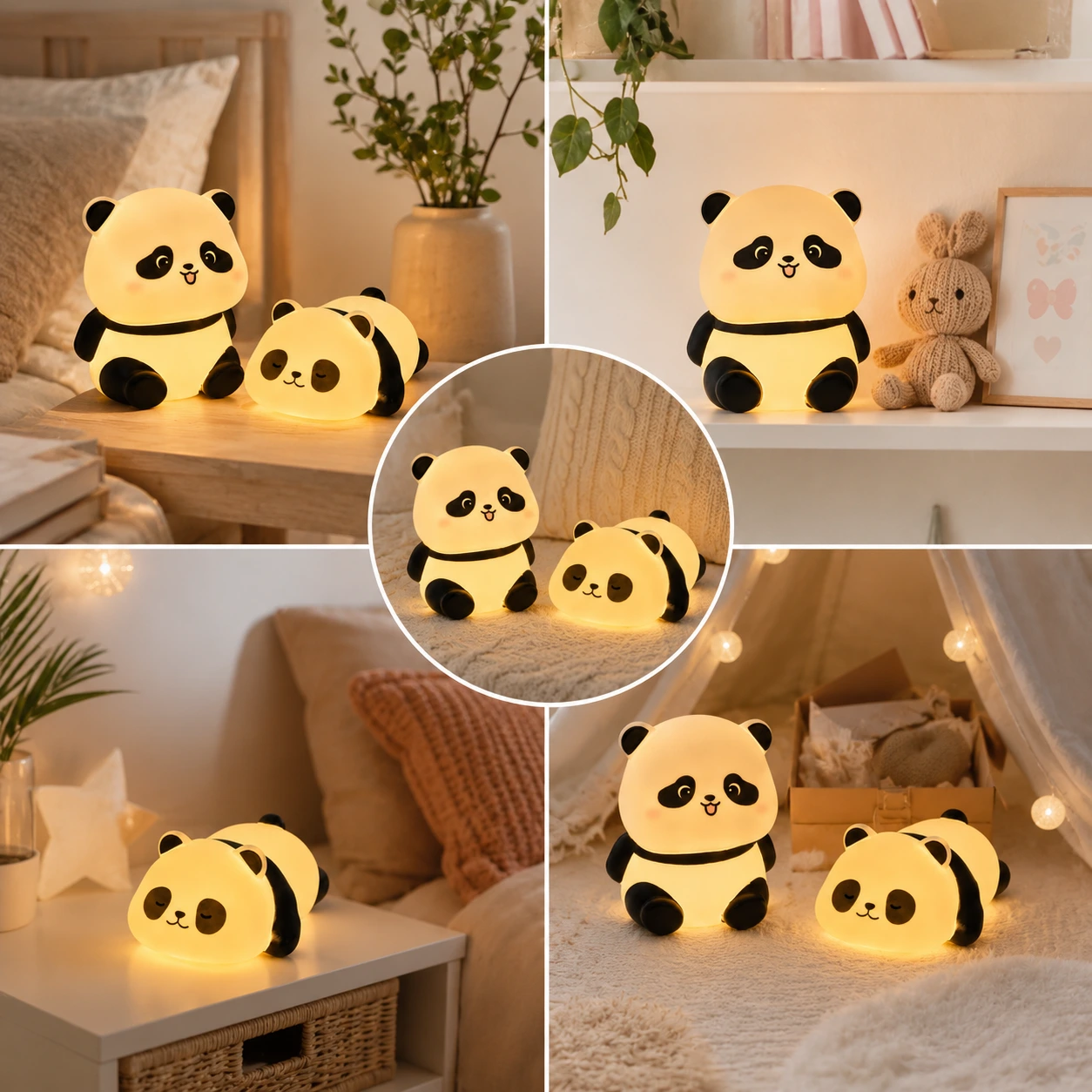 Pandalampa med LED – Söt Nattlampa för Barnrum