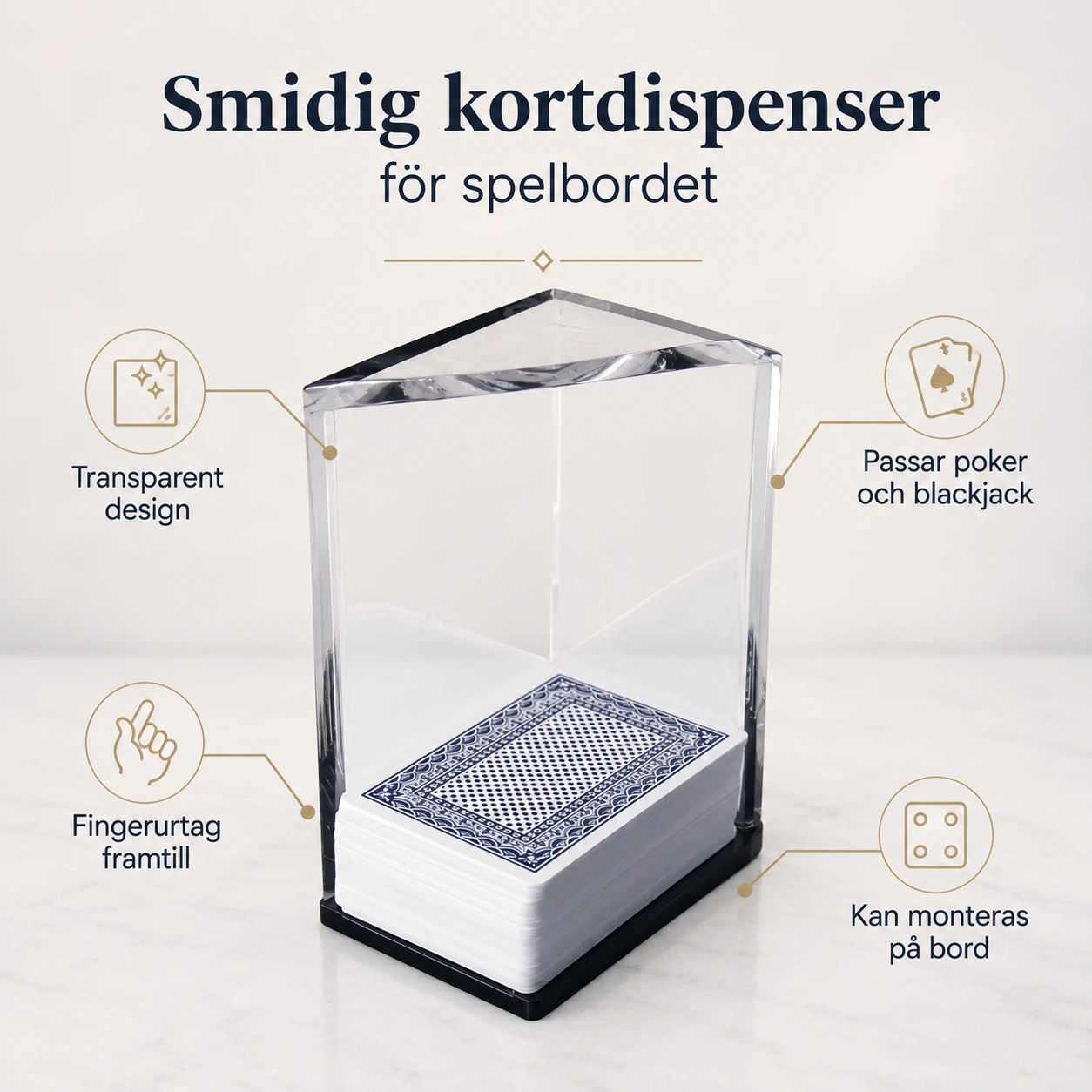 Kortdispenser för poker och blackjack i transparent akryl