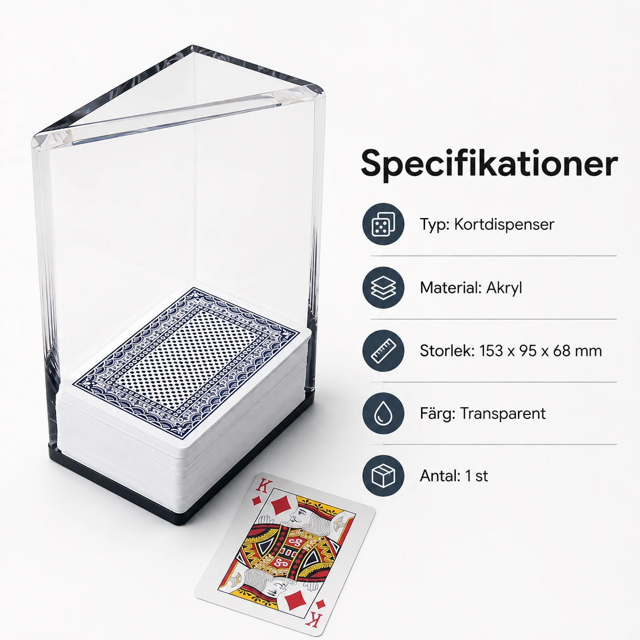 Kortdispenser för poker och blackjack i transparent akryl