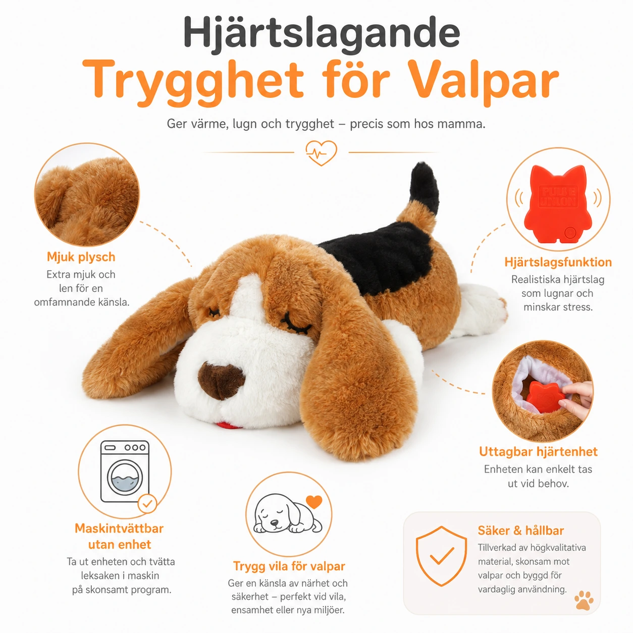 Hundgosedjur med hjärtslag för valpar och hundar
