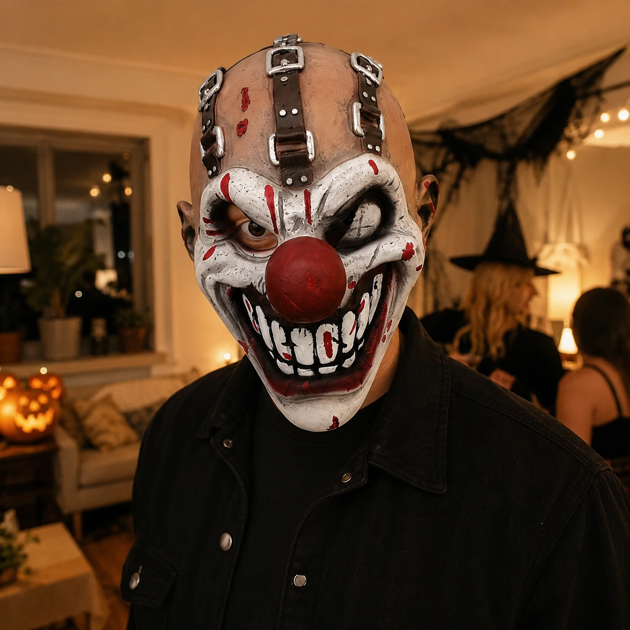 Läskig clownmask för halloween och maskerad i latex