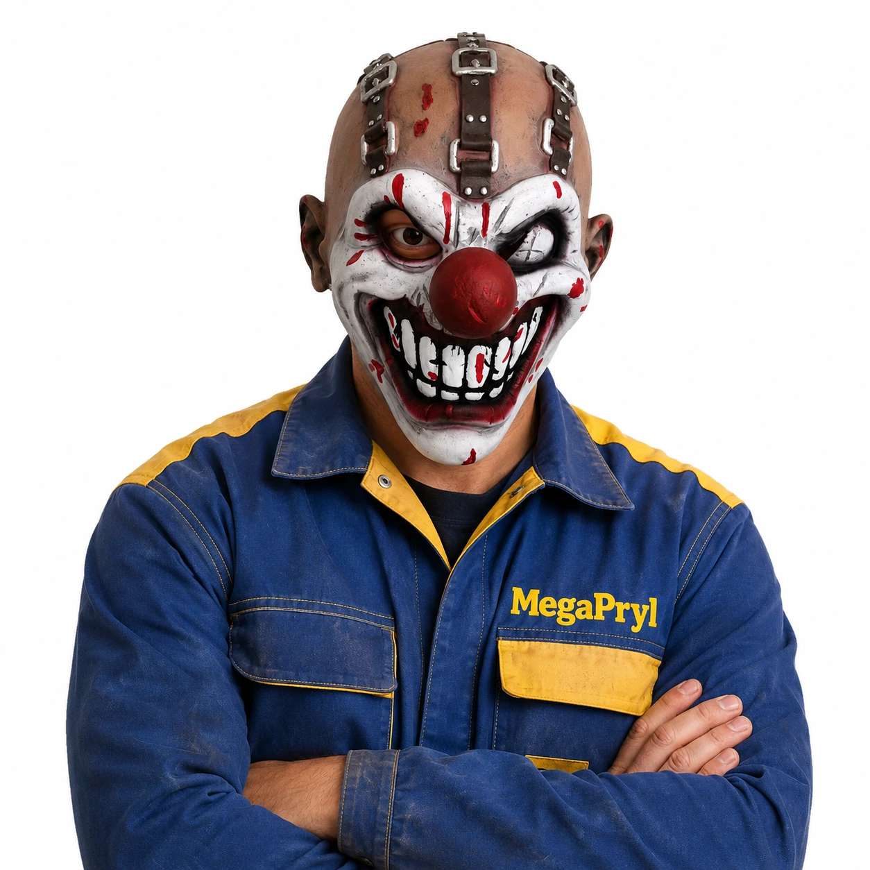 Läskig clownmask för halloween och maskerad i latex