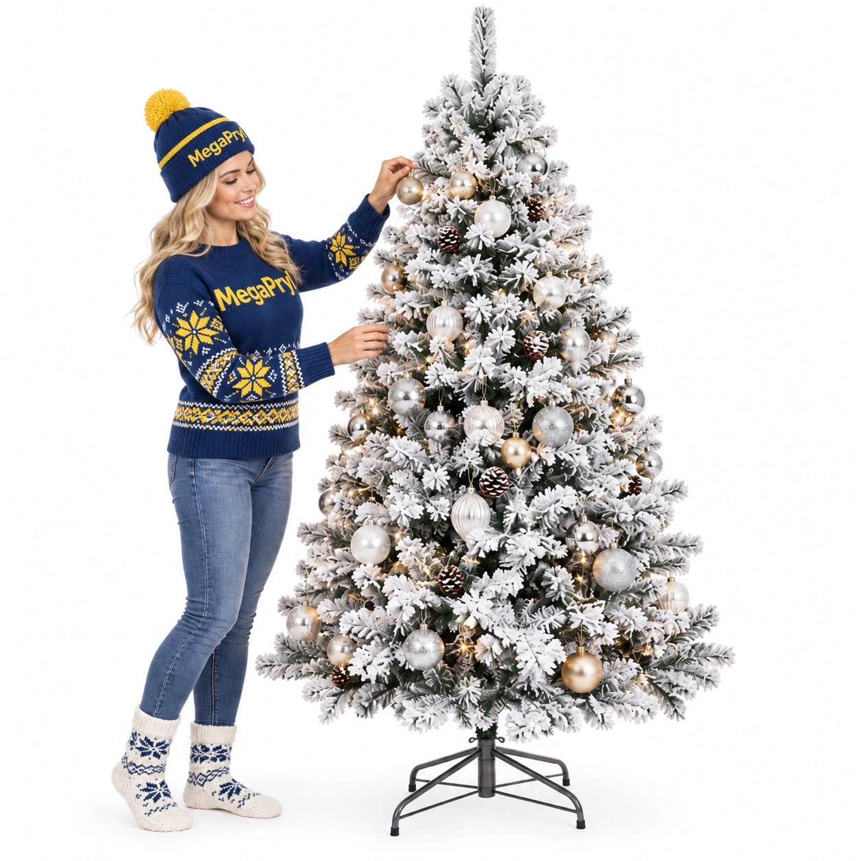 Snøflocket juletre for innendørs bruk – 182 cm