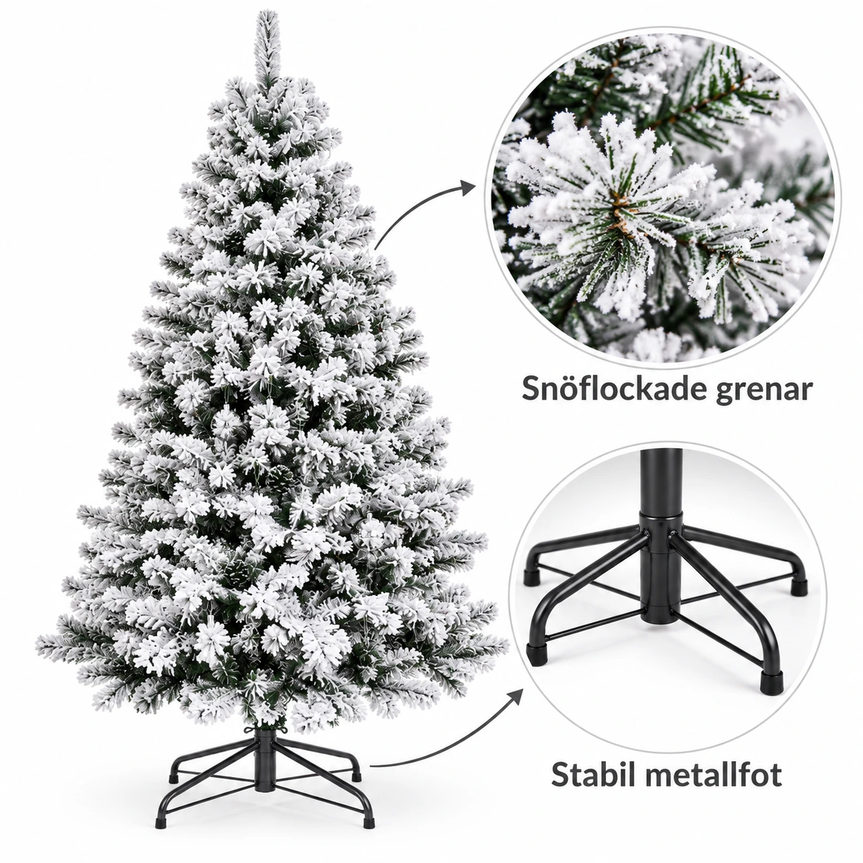 Snøflocket juletre for innendørs bruk – 182 cm
