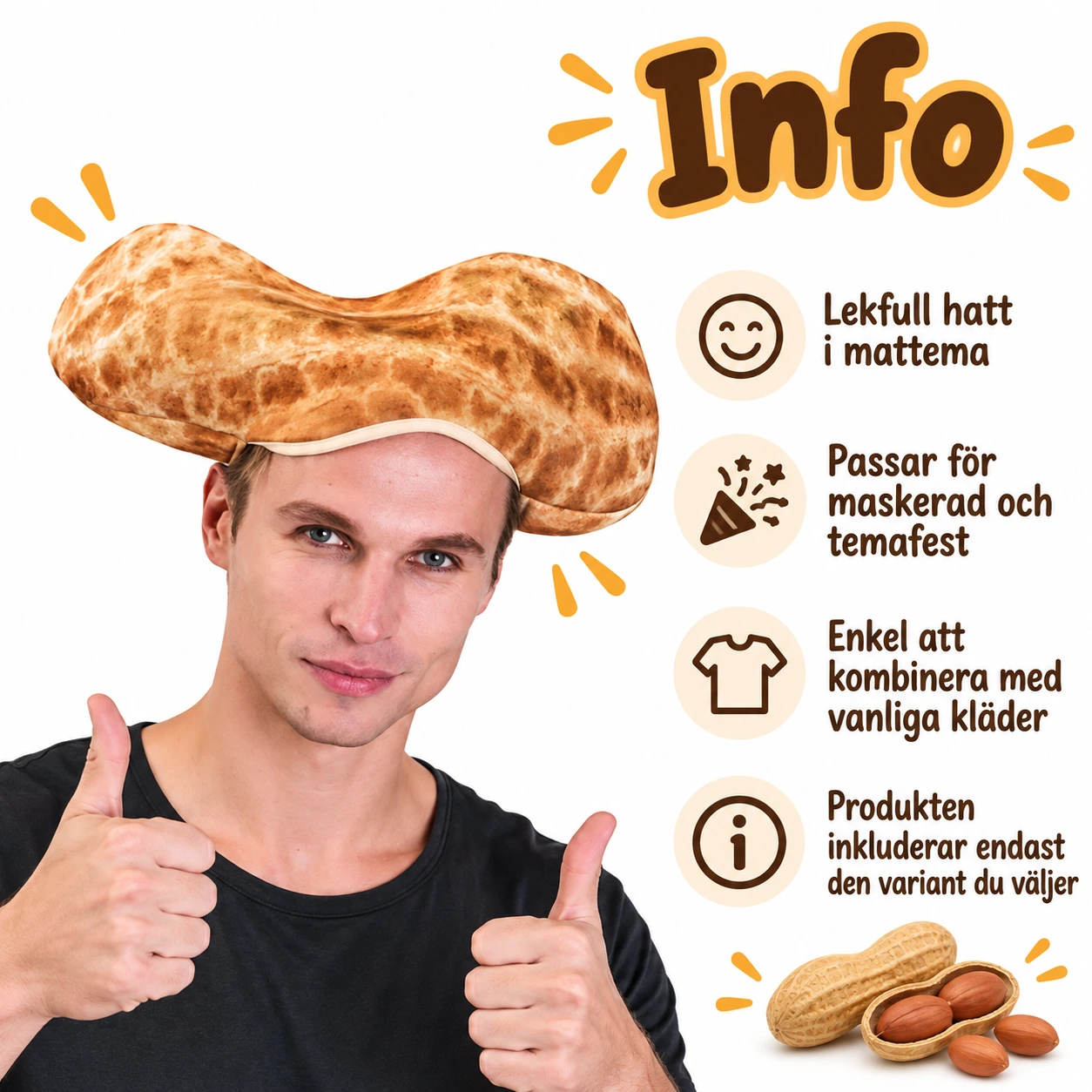Morsom peanøtthatt for voksne