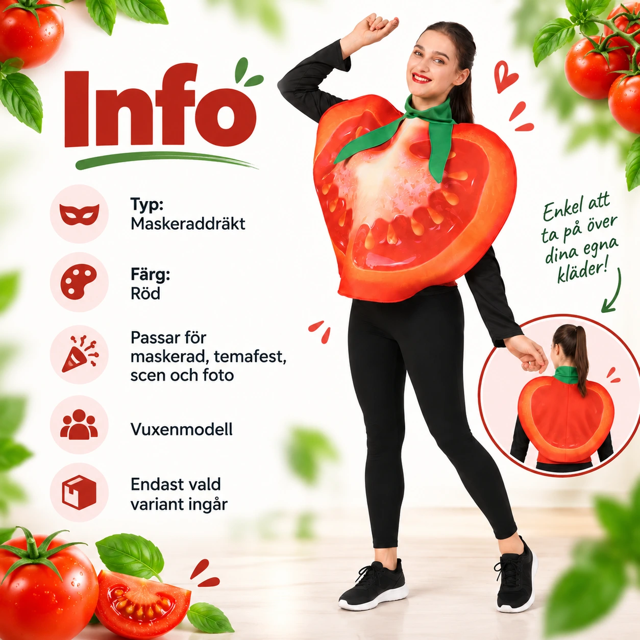 Röd Tomatskiva Kostym för Vuxna