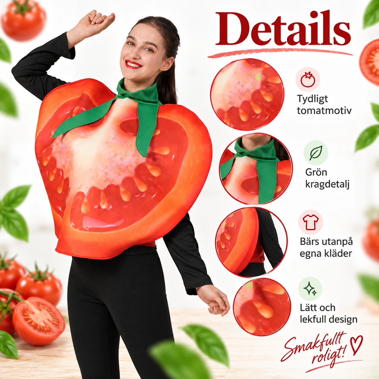 Röd Tomatskiva Kostym för Vuxna