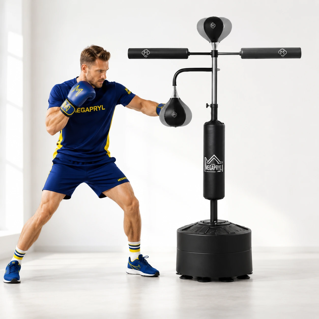 Boxningsstation 4-i-1 med Justerbar Höjd och Reflexstång