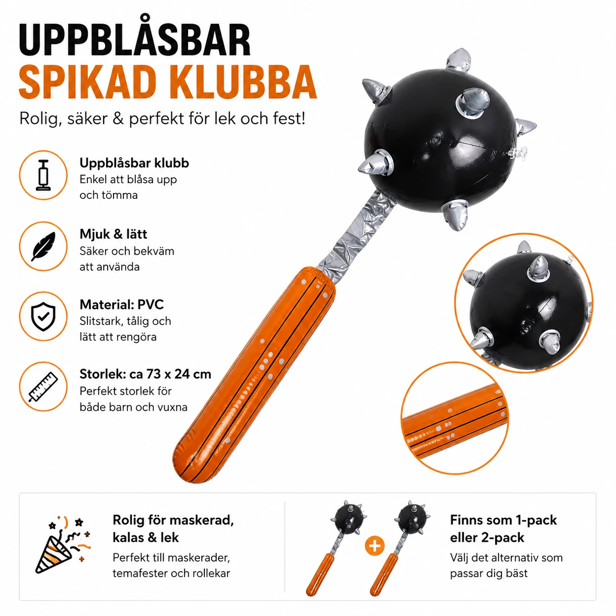 Stridsklubba Uppblåsbar – Maskerad & Kalasleksak