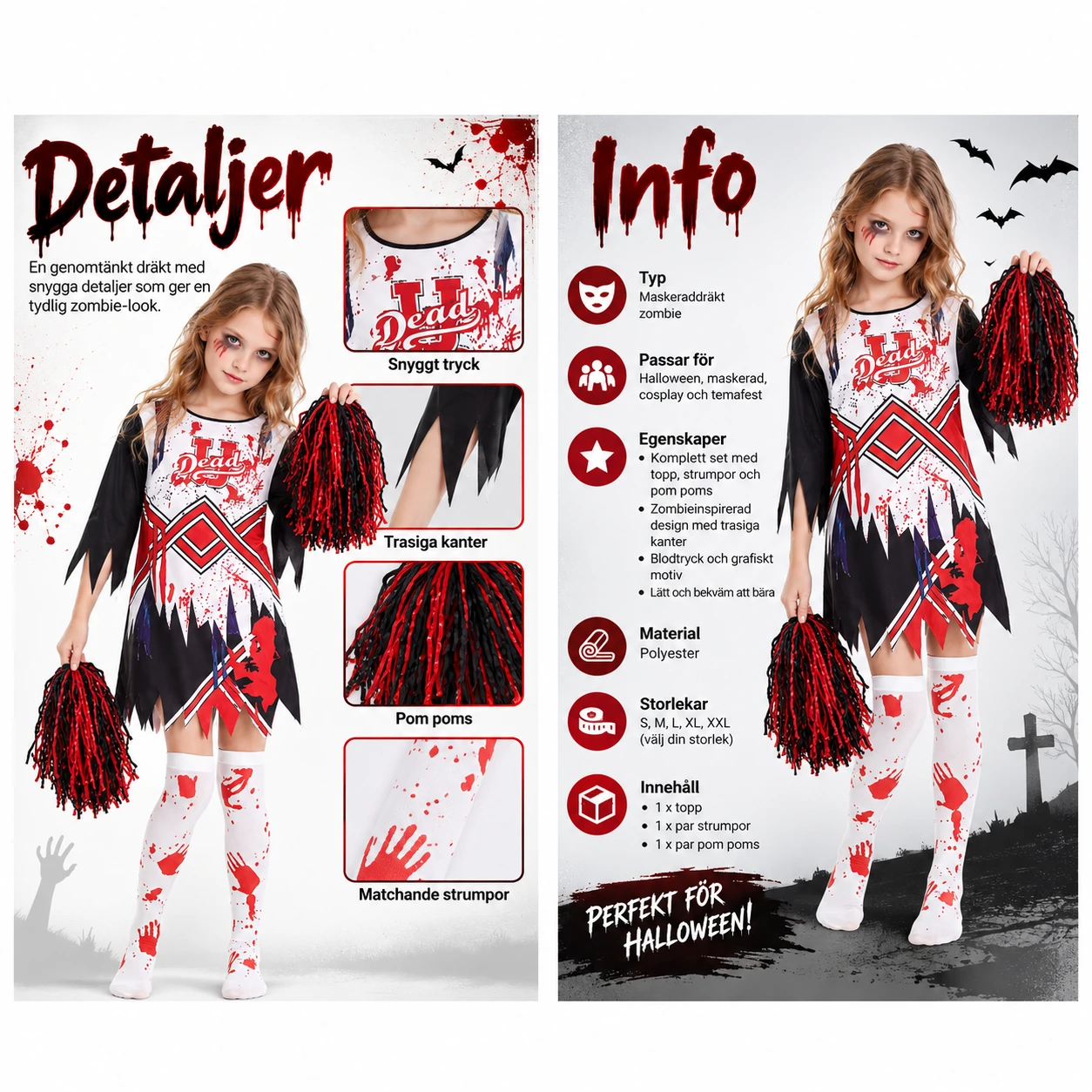 Zombie-cheerleaderasu paidalla, sukilla ja pompomeilla