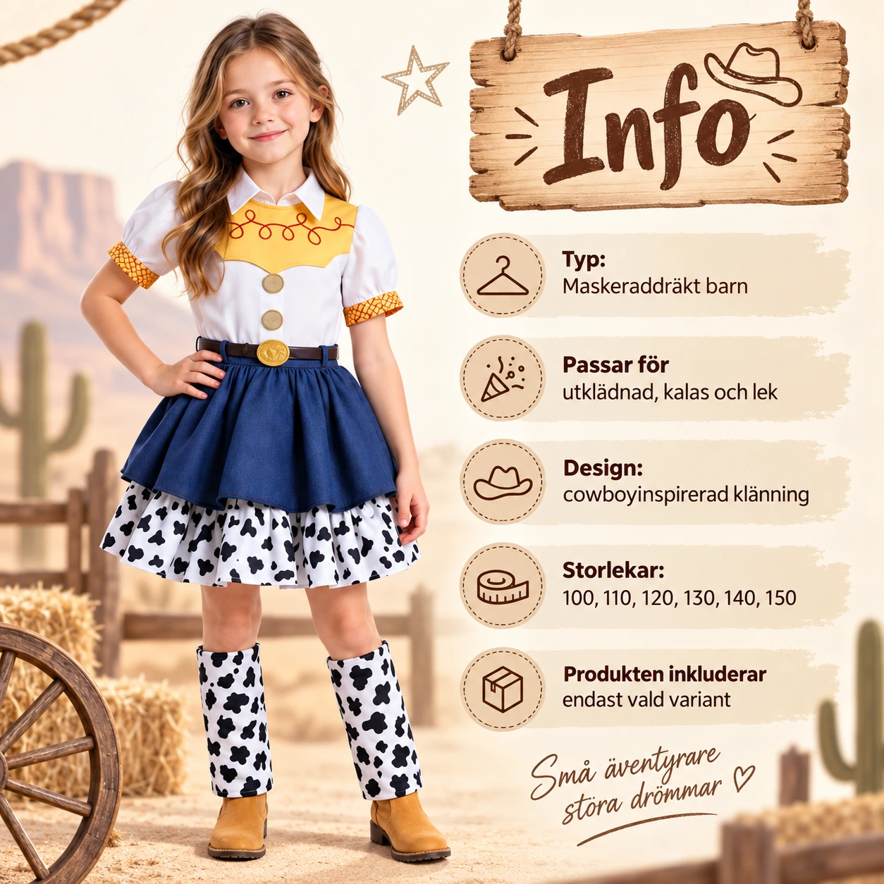Lasten cowboy-mekko ja leggingsit