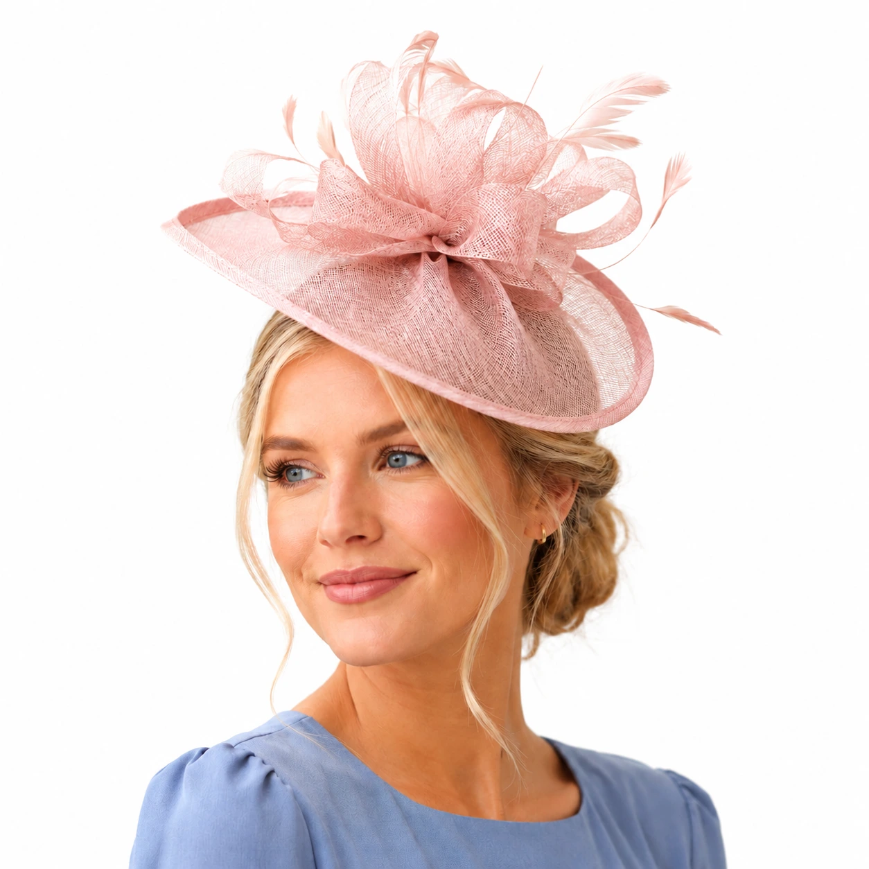 Fascinatorhatt med Fjädrar och Blomma