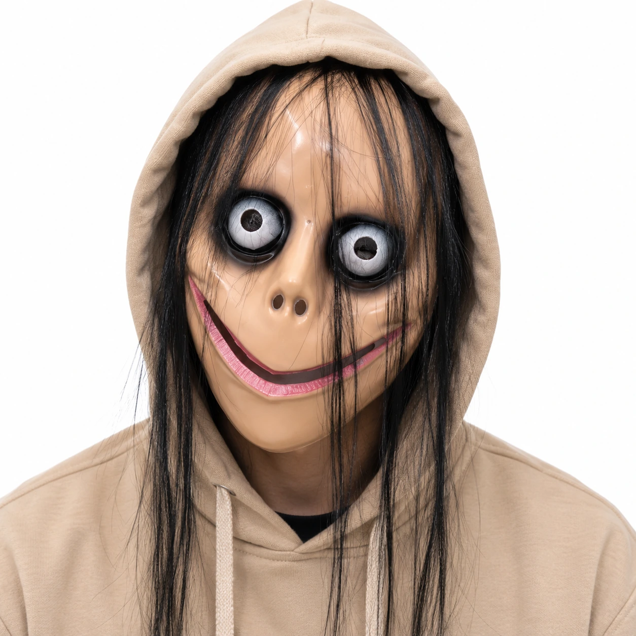 Mask clown med peruk, beige