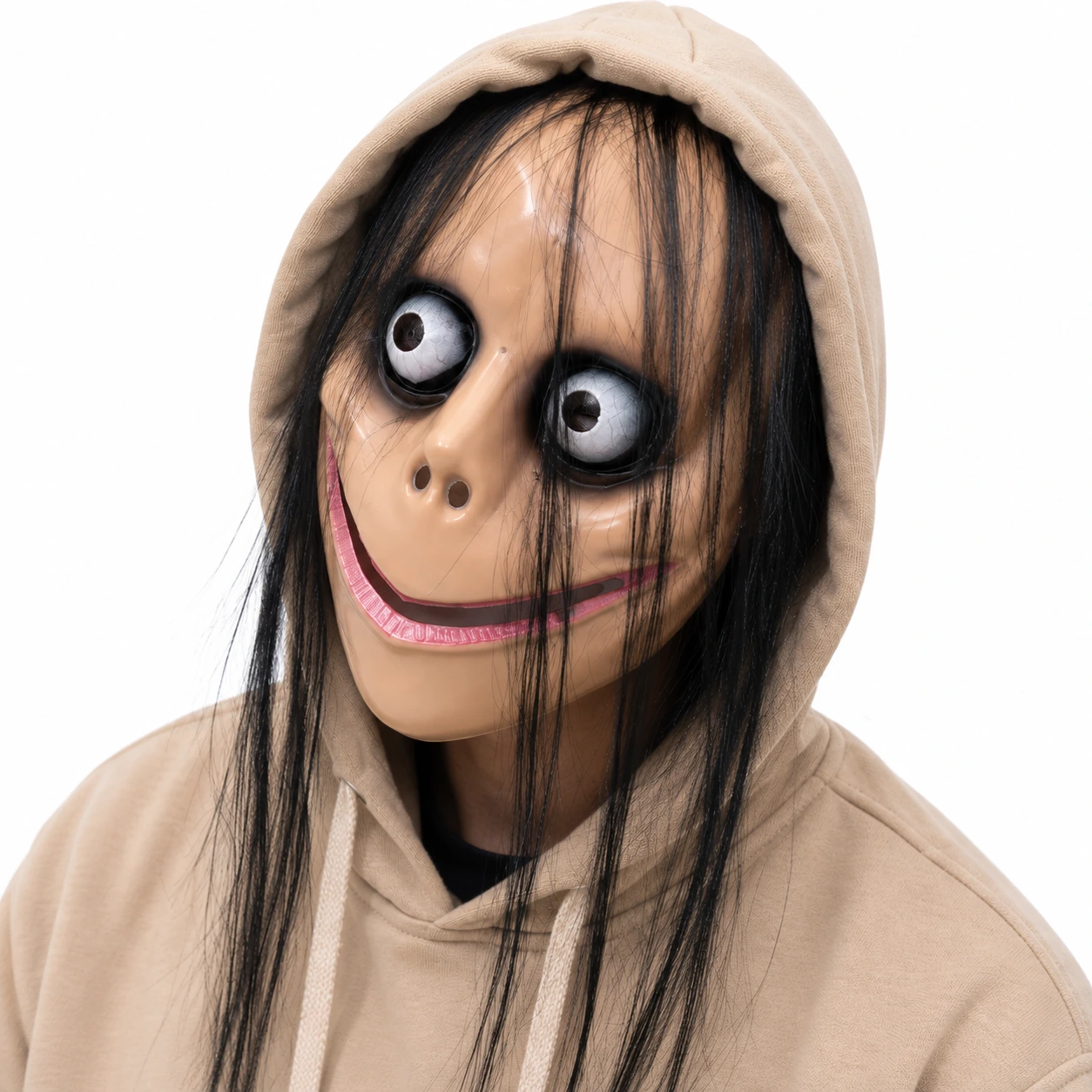 Mask clown med peruk, beige
