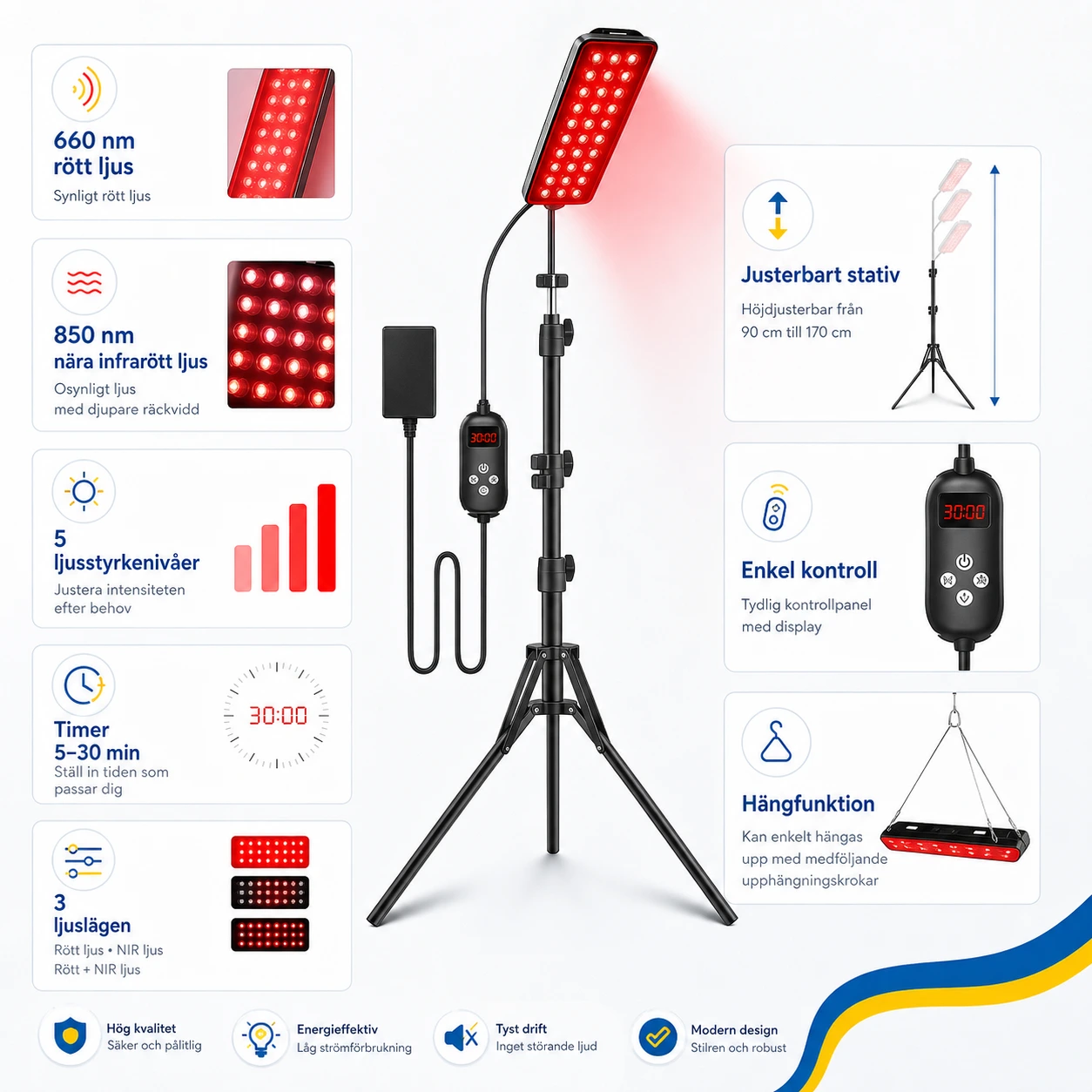 Ljusterapilampa LED 90W med Stativ