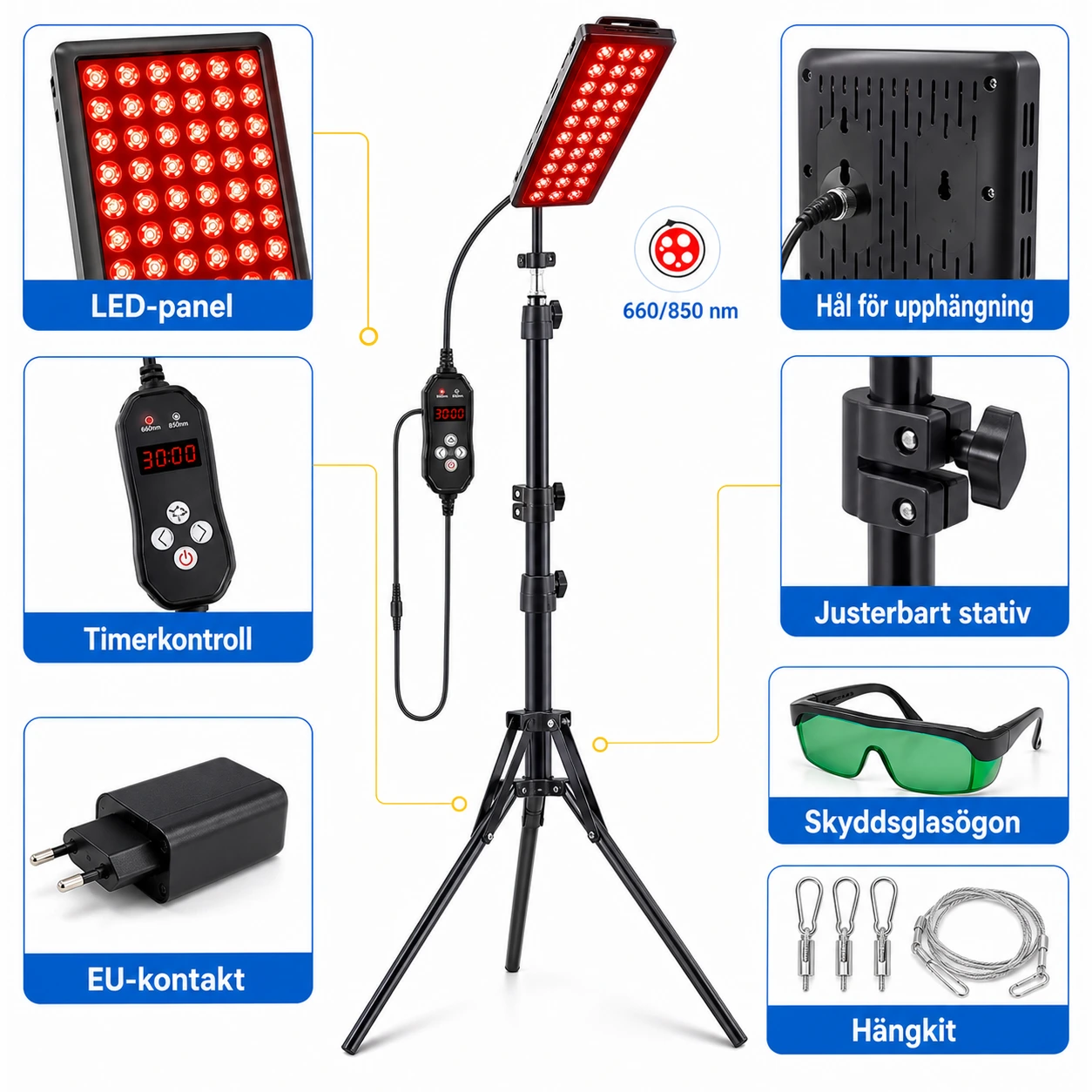 Ljusterapilampa LED 90W med Stativ