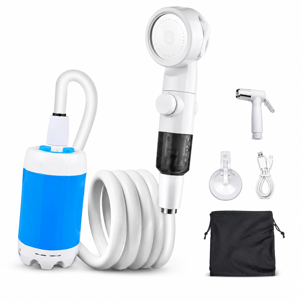 Portabel Duschpump Kit med Slang och Munstycken