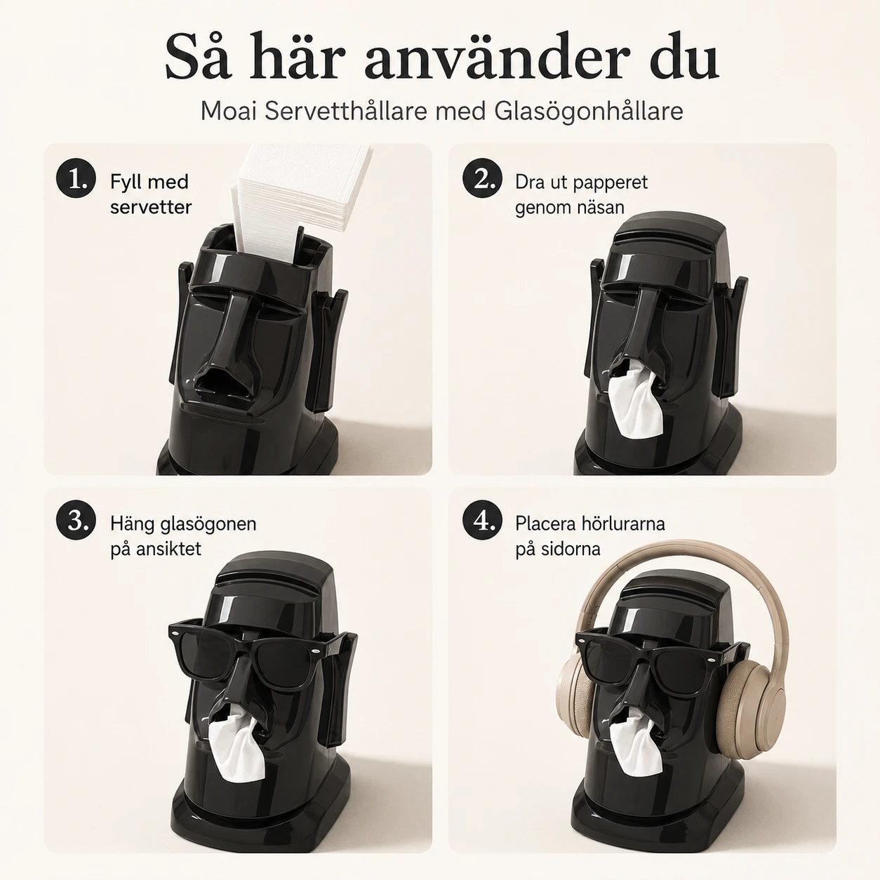 Moai Servetthållare med Glasögonhållare
