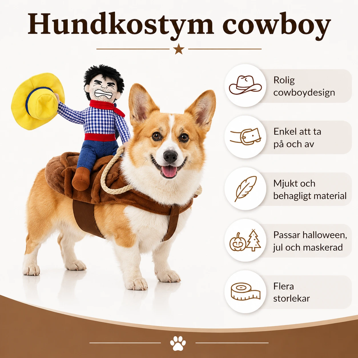 Hundkostym cowboy för hund i flera storlekar