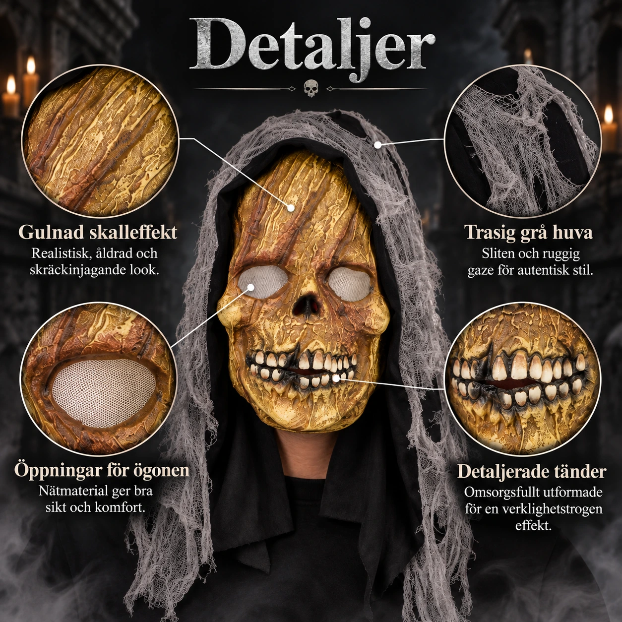 Mask skelett med huva i latex
