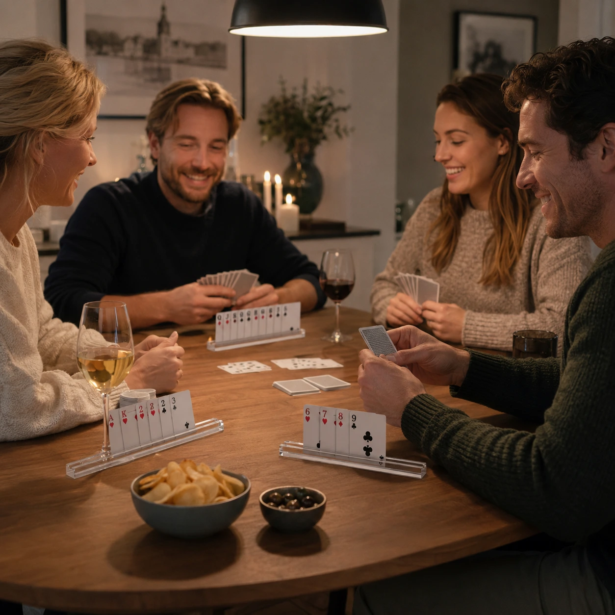 Korthållare i akryl för spelkort, 4-pack