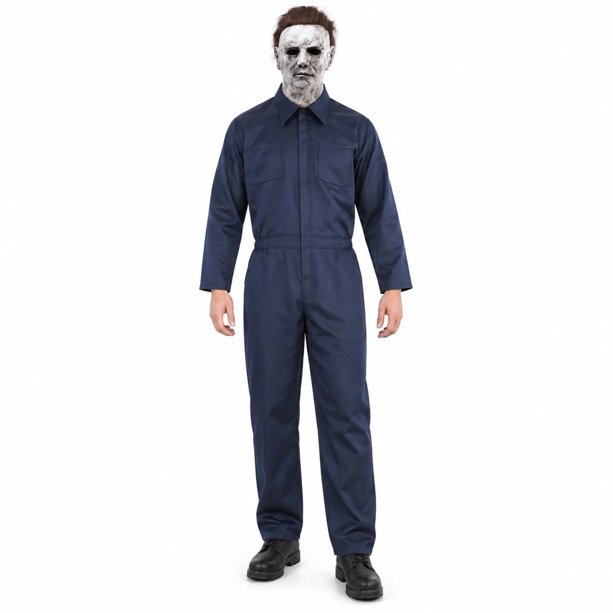Halloweenkostym med mask och overall för vuxna