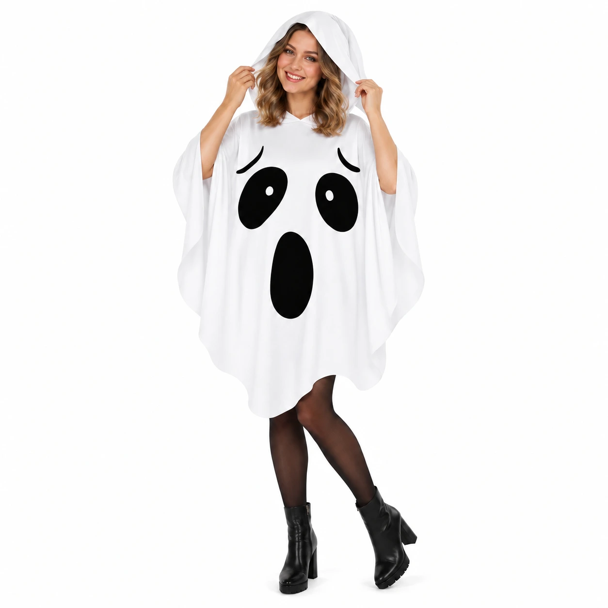 Spökkostym för halloween med huva och one size