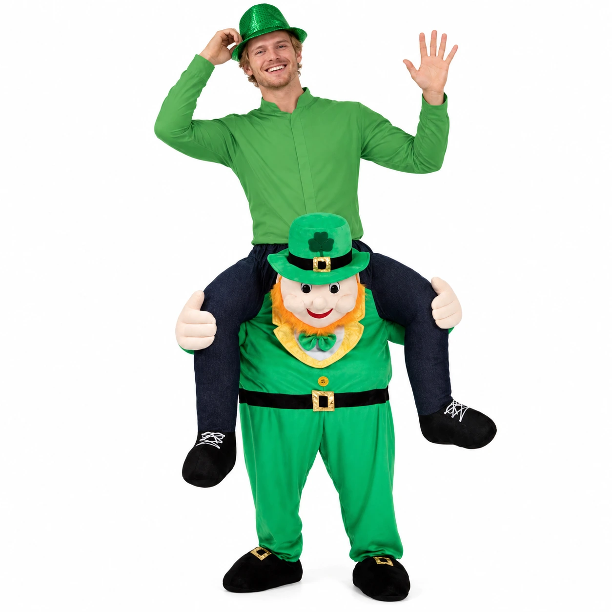 Leprechaun maskeraddräkt med bärseleffekt och hatt