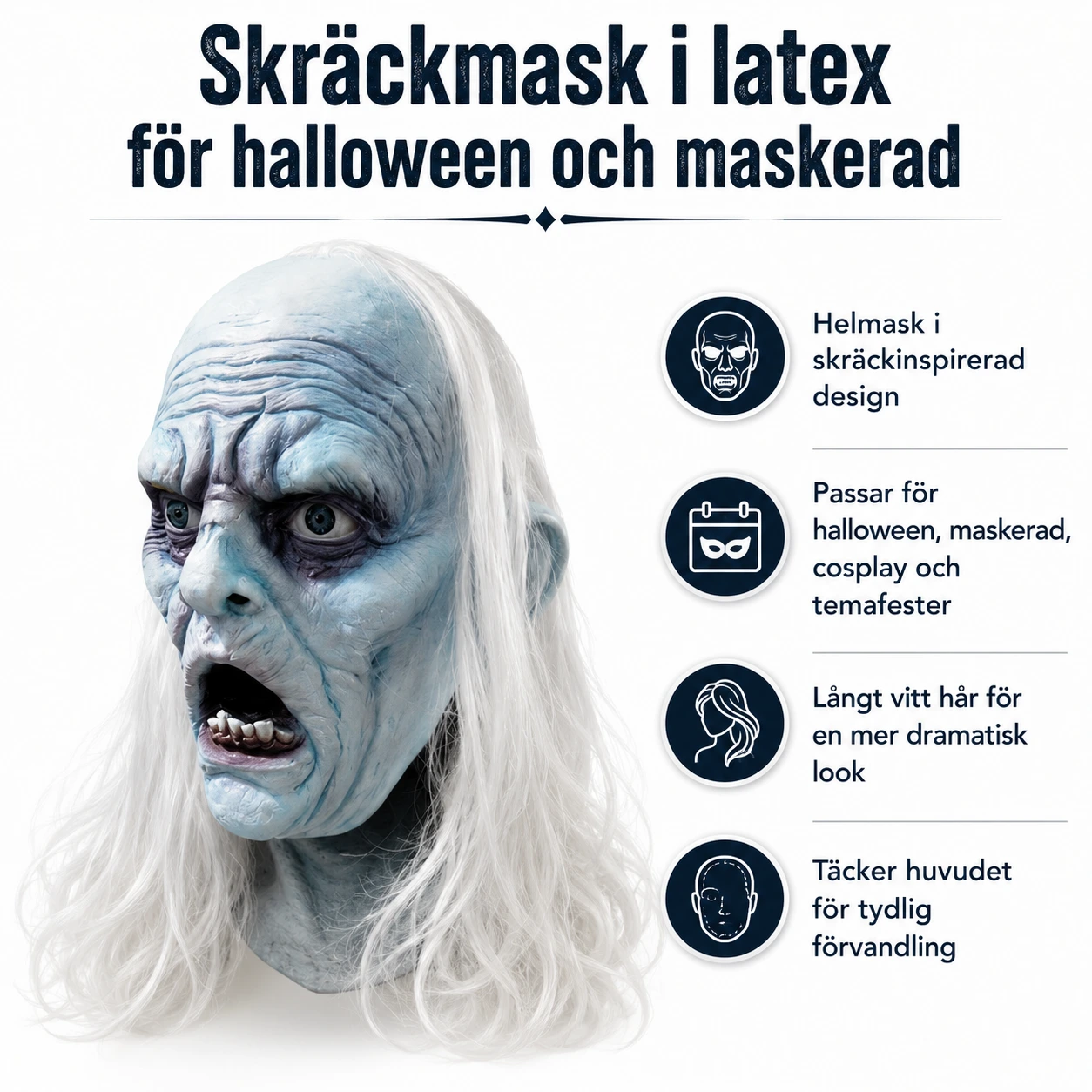 Skräckmask i latex för halloween och maskerad