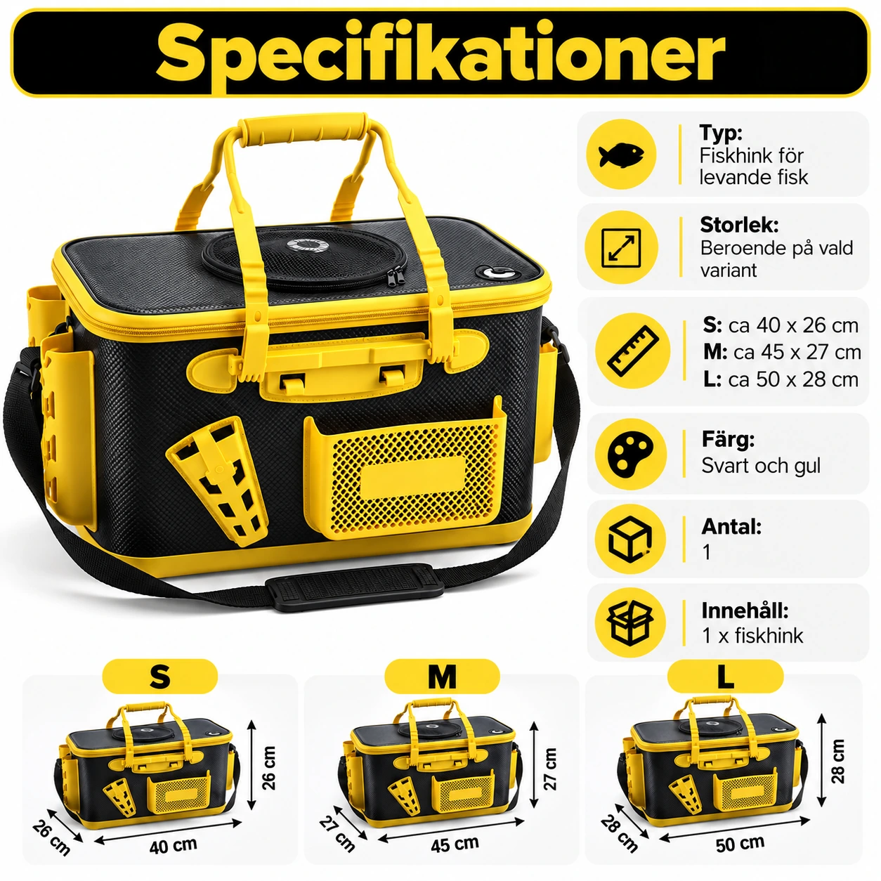 Fiskhink för levande fisk med andningsbart lock