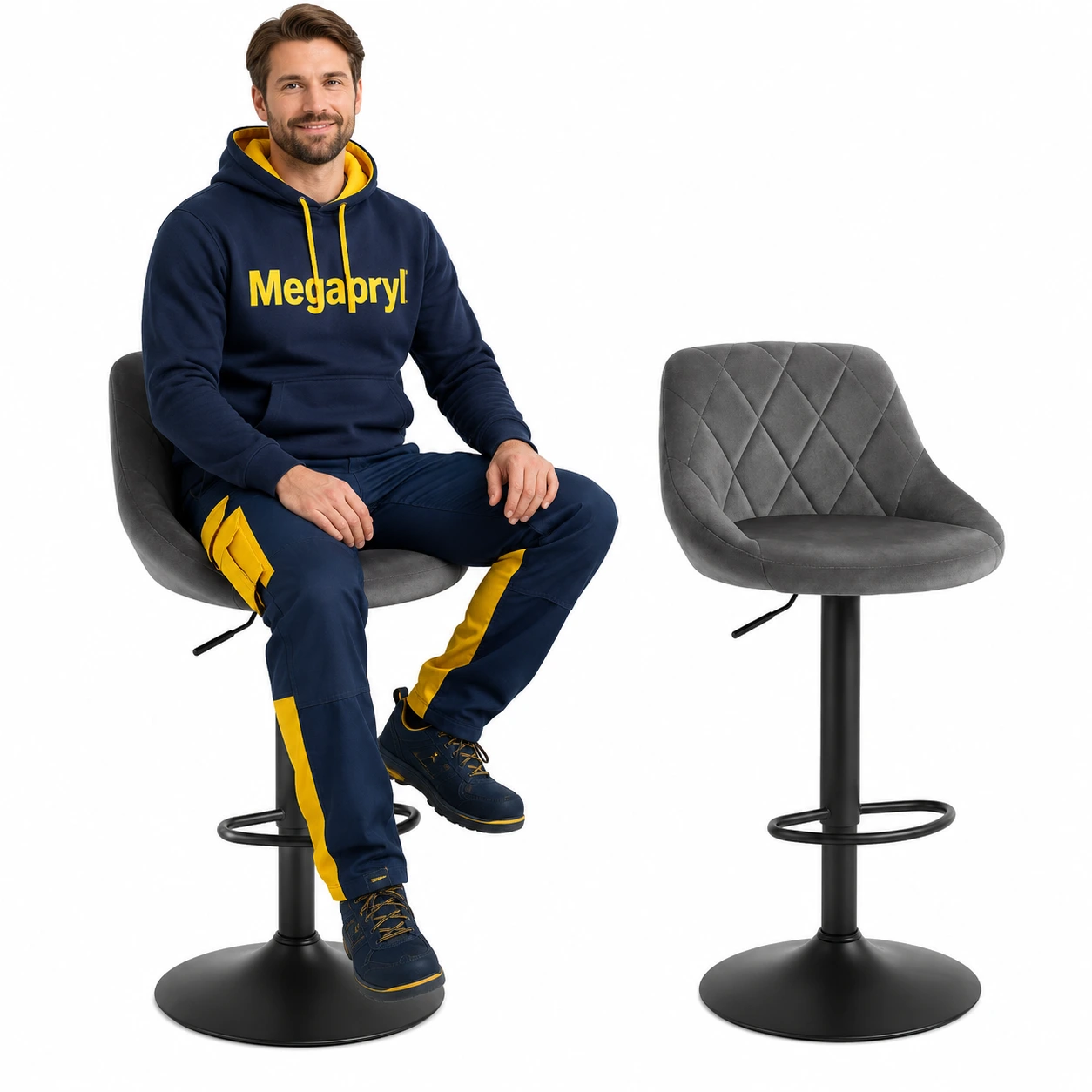 Barstolar 2-Pack i Sammet – Snurrbara & Höjbara