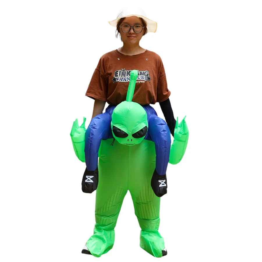 Maskeraddräkt vuxen med uppblåsbar bortförande alien