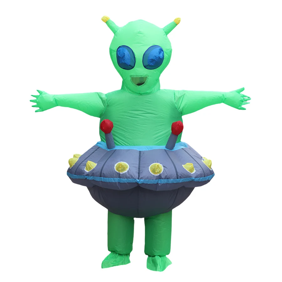 Maskeraddräkt vuxen med uppblåsbar bortförande alien